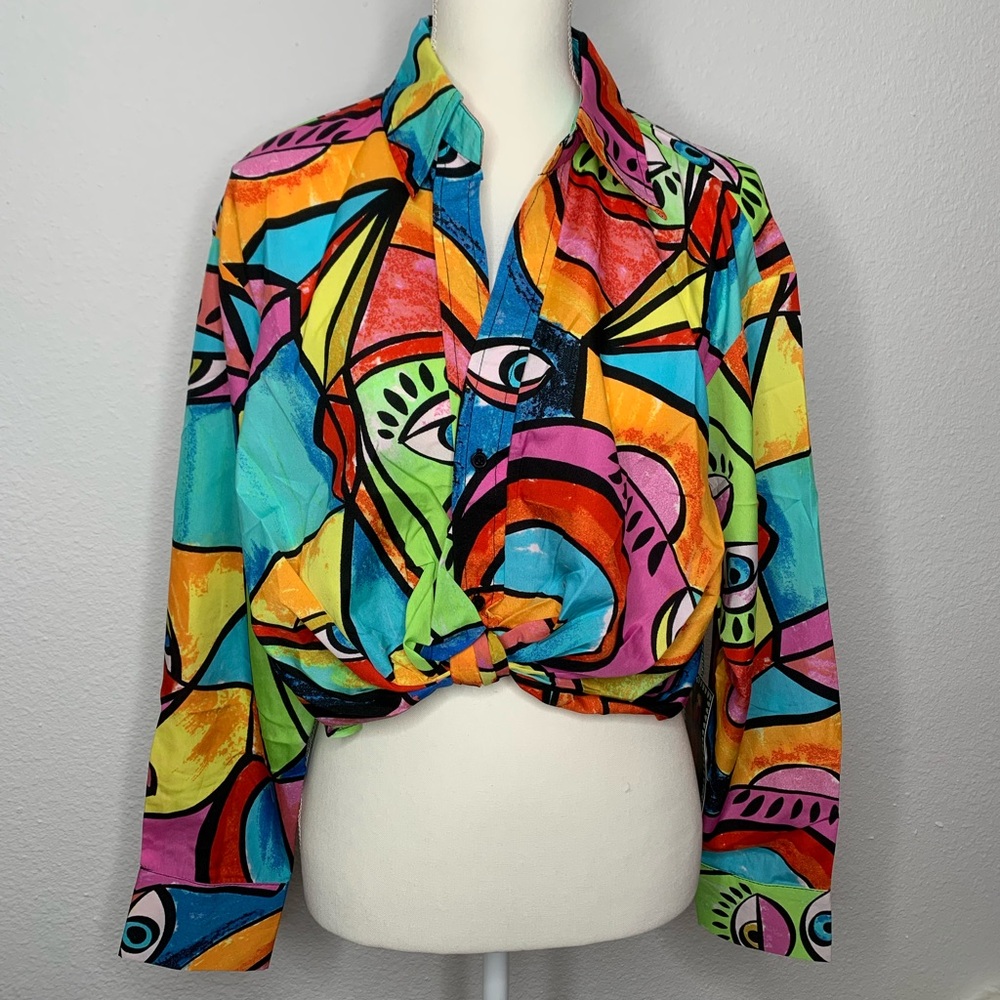 💚💕🧿 Abstract Eye Blouse 🧿💕💜